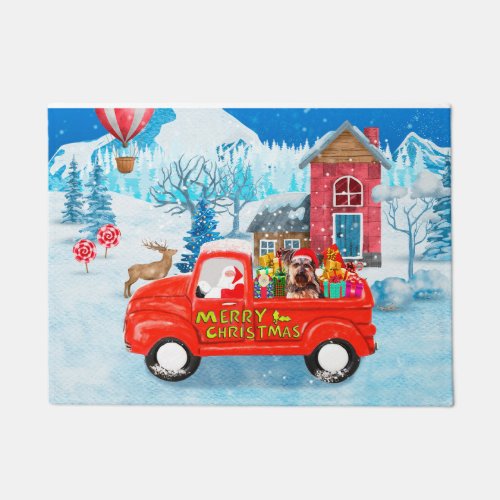 Yorkshire Terrier Dog Christmas Delivery Truck Doormat