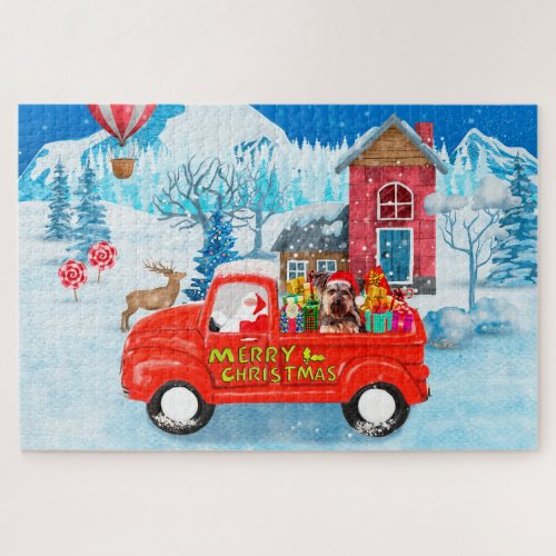 Yorkshire Terrier Dog Christmas Delivery Truck Jigsaw Puzzle