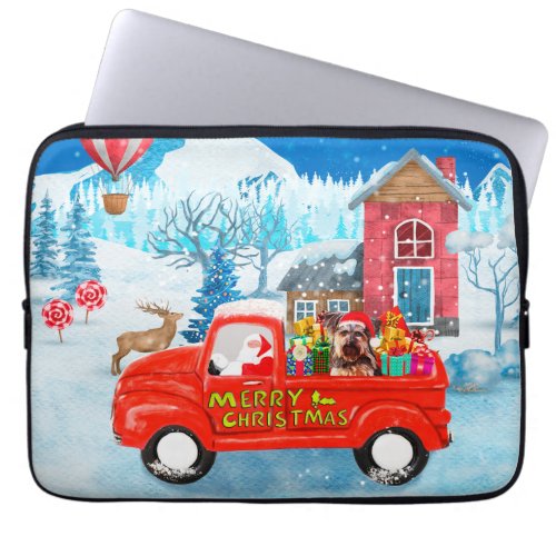 Yorkshire Terrier Dog Christmas Delivery Truck Laptop Sleeve