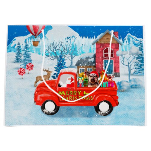 Yorkshire Terrier Dog Christmas Delivery Truck Large Gift Bag
