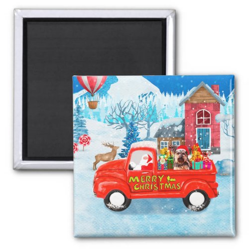 Yorkshire Terrier Dog Christmas Delivery Truck Magnet