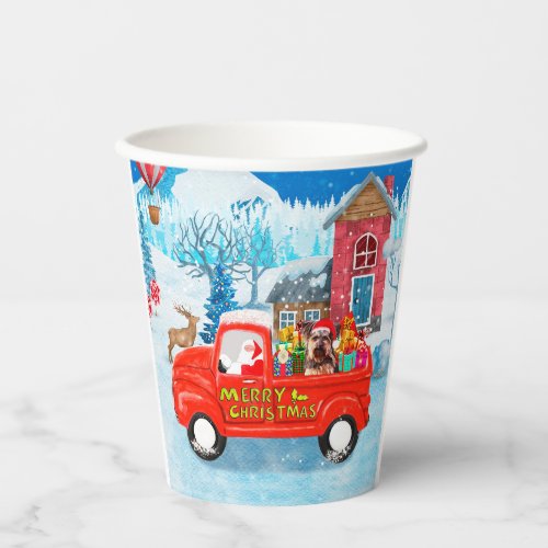 Yorkshire Terrier Dog Christmas Delivery Truck Paper Cups
