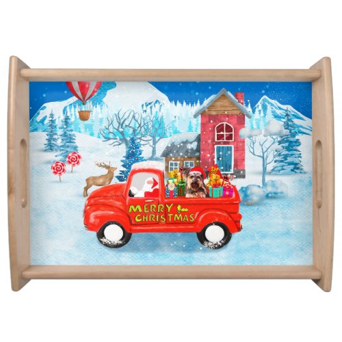 Yorkshire Terrier Dog Christmas Delivery Truck Serving Tray
