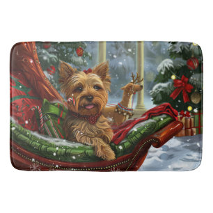 Yorkshire Terrier Dog Christmas Festive Bath Mat
