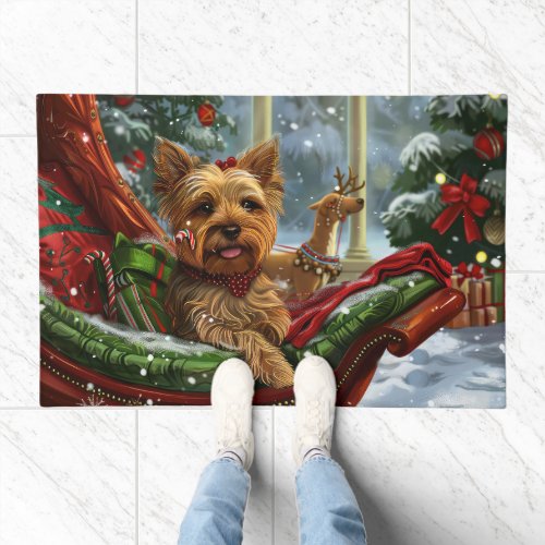 Yorkshire Terrier Dog Christmas Festive Doormat