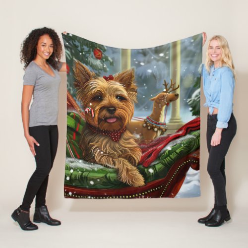 Yorkshire Terrier Dog Christmas Festive Fleece Blanket