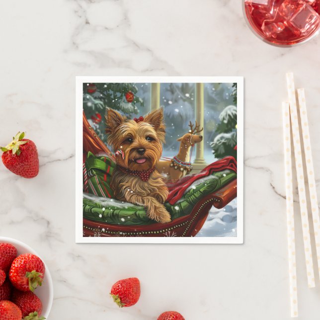 Yorkshire Terrier Dog Christmas Festive Napkins (Insitu)