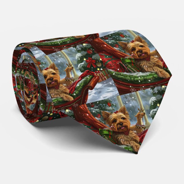 Yorkshire Terrier Dog Christmas Festive Neck Tie (Rolled)