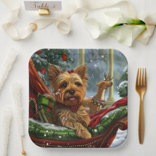 Yorkshire Terrier Dog Christmas Festive Paper Plates