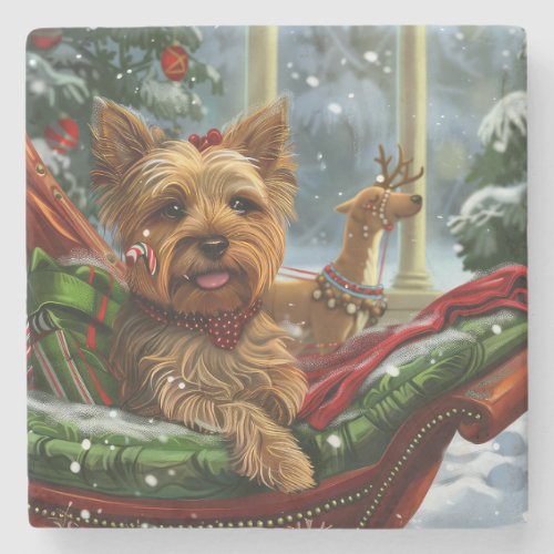 Yorkshire Terrier Dog Christmas Festive Stone Coaster