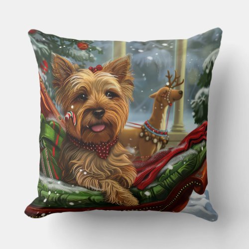 Yorkshire Terrier Dog Christmas Festive Throw Pillow