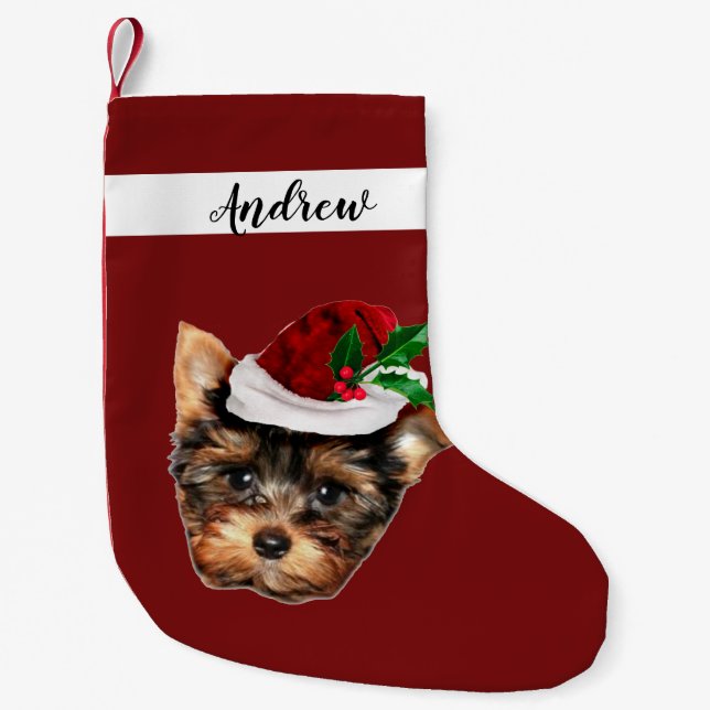 Yorkshire Terrier dog Christmas Holiday Stocking (Front)