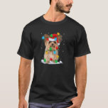 Yorkshire Terrier Dog Christmas Lights Funny Santa T-Shirt