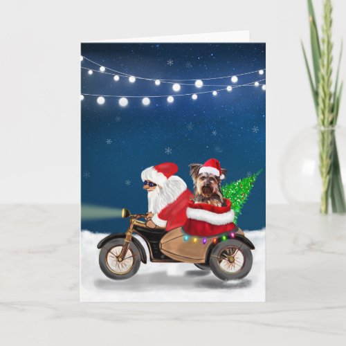 Yorkshire Terrier Dog Christmas Santa Claus  Card