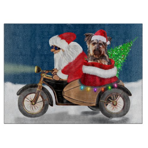 Yorkshire Terrier Dog Christmas Santa Claus  Cutting Board