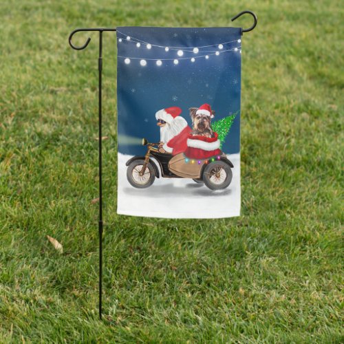 Yorkshire Terrier Dog Christmas Santa Claus Garden Flag