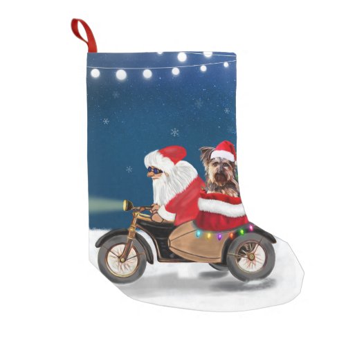Yorkshire Terrier Dog Christmas Santa Claus  Small Christmas Stocking