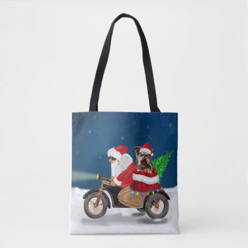 Yorkshire Terrier Dog Christmas Santa Claus  Tote Bag