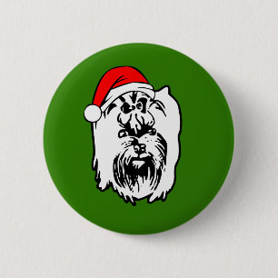 Yorkshire Terrier Dog Christmas Santa Hat Button