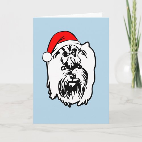 Yorkshire Terrier Dog Christmas Santa Hat Holiday Card