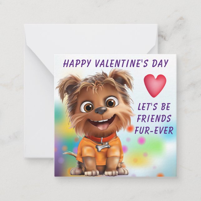 Yorkshire Terrier Dog Classroom Valentine Card (Front)