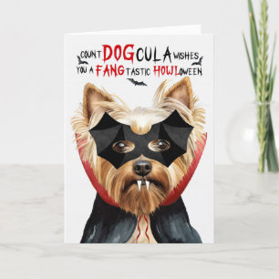 Yorkshire Terrier Dog Count DOGcula Halloween Holiday Card