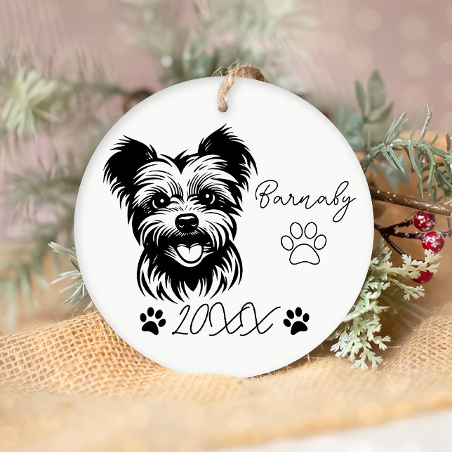 Yorkshire Terrier Dog Custom Name & Year Ceramic Ornament (Creator Uploaded)