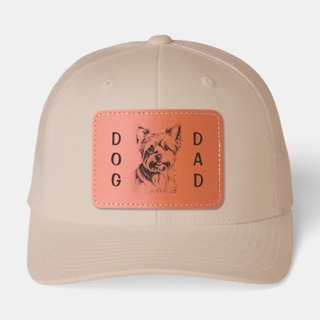 Yorkshire Terrier Dog Dad Rustic Leather Patch Hat (Front)