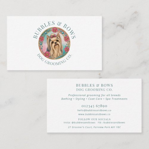 Yorkshire Terrier Dog Grooming Business Card