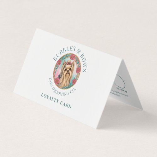 Yorkshire Terrier Dog Grooming Folded Loyalty Card