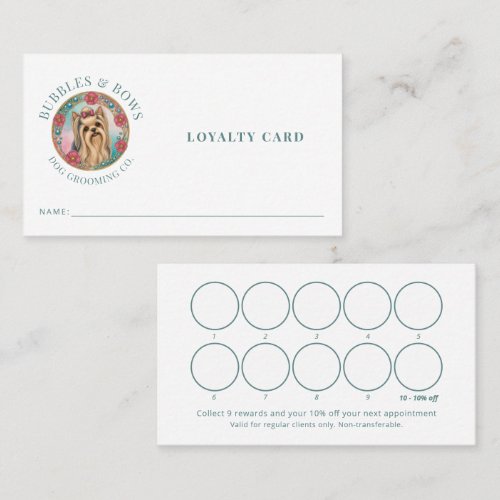Yorkshire Terrier Dog Grooming Loyalty Card