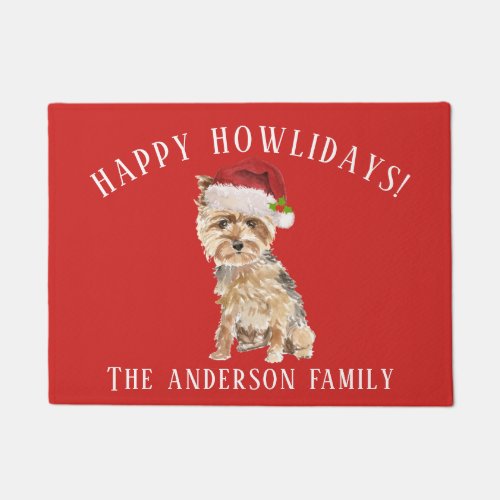 Yorkshire Terrier Dog Happy Howlidays Christmas Doormat