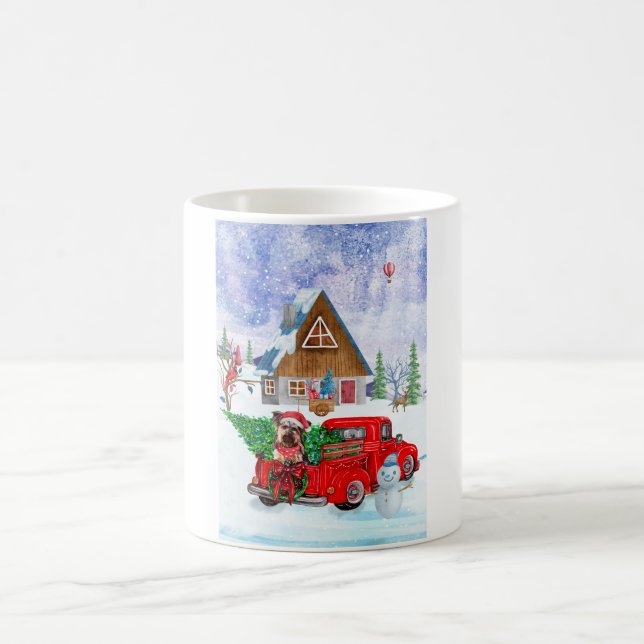 Yorkshire Terrier Dog In Christmas Delivery Truck Coffee Mug (Center)