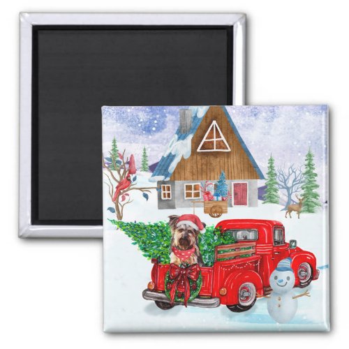 Yorkshire Terrier Dog In Christmas Delivery Truck Magnet