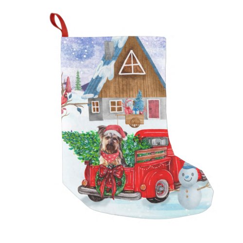 Yorkshire Terrier Dog In Christmas Delivery Truck Small Christmas Stocking
