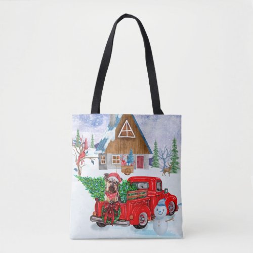 Yorkshire Terrier Dog In Christmas Delivery Truck Tote Bag