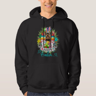 Yorkshire Terrier Dog In Easter Eggs Basket Happy Hoodie