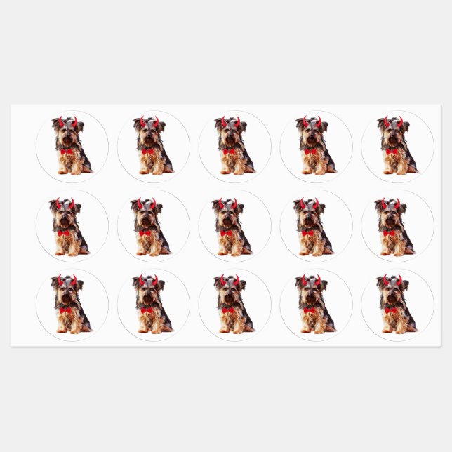 Yorkshire Terrier Dog In Halloween Labels (Sheet)