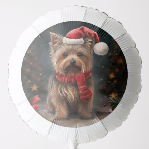 Yorkshire Terrier Dog in Snow Christmas Balloon