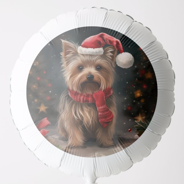 Yorkshire Terrier Dog in Snow Christmas Balloon (Front)