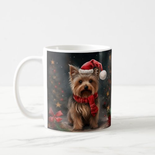 Yorkshire Terrier Dog in Snow Christmas Coffee Mug