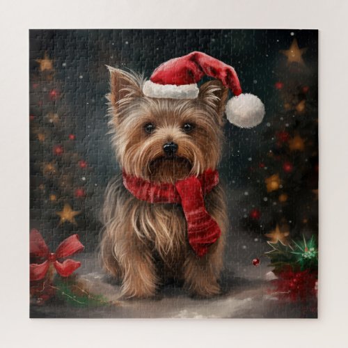 Yorkshire Terrier Dog in Snow Christmas Jigsaw Puzzle