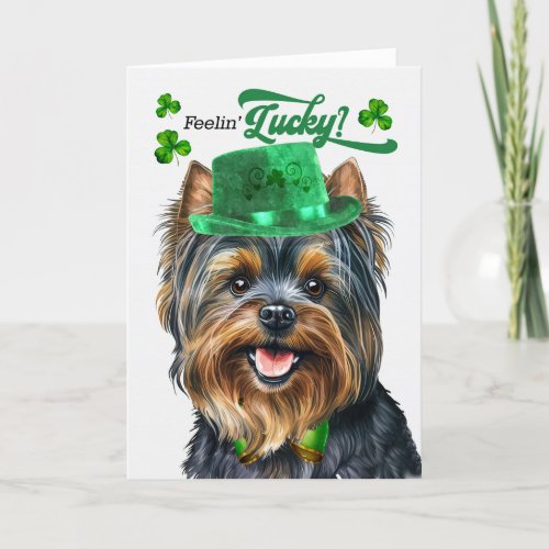Yorkshire Terrier Dog Lucky St Patricks Day Holiday Card