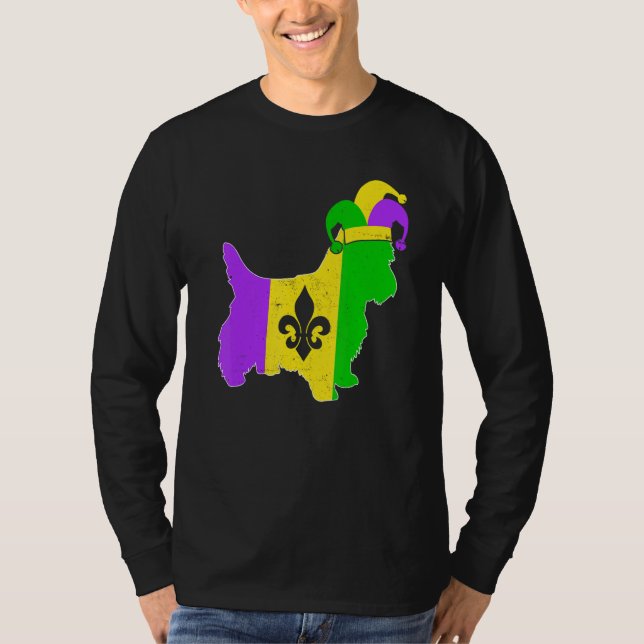 Yorkshire Terrier Dog Mardi Gras Carnival Funny Pu T-Shirt (Front)