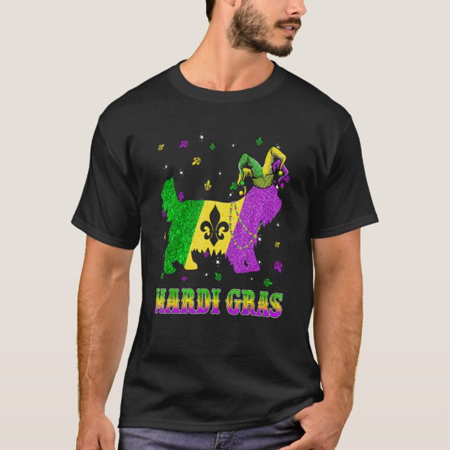 Yorkshire Terrier Dog Mardi Gras Carnival Jester B T-Shirt (Front)