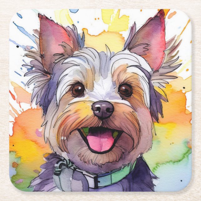 Yorkshire Terrier Dog Paper Coaster (Front)
