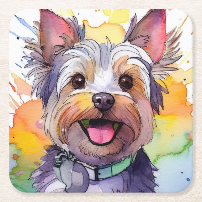 Yorkshire Terrier Dog Paper Coaster (Front)