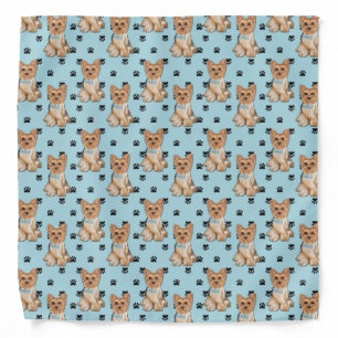 Yorkshire Terrier Dog Paw Prints Pattern Bandana
