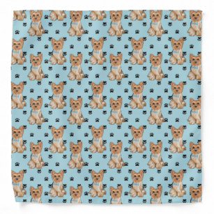 Yorkshire Terrier Dog Paw Prints Pattern Bandana