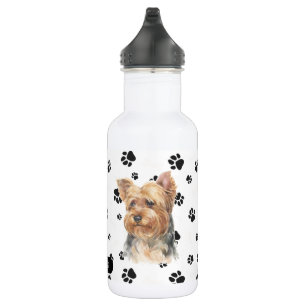 Yorkshire Terrier Dog Pawprint Stainless Steel Water Bottle